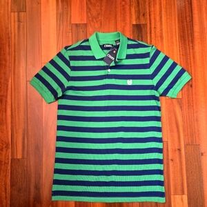 Chaps Men's Polo Shirt w/ Green & Blue Stripes Small Casual Preppy Academia